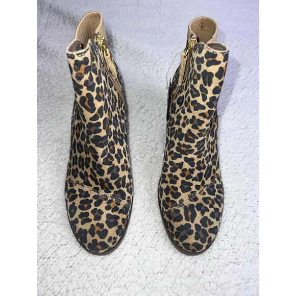TOMS Sadie Leopard-Cheetah Round Toe Bootie Casual Boots Ankle Mid Heel - sz 7.5 - Picture 3 of 12